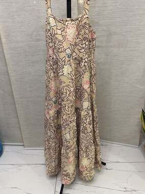 Knox Rose Floral Outline Print Tiered Sleeveless Maxi Dress